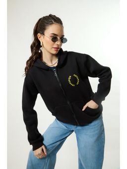 Alaya by Stage3 - Black Whatever Smiley Premium Oversized Hoodie