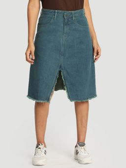Bene Kleed - Blue Denim Regular Fit Denim Skirt