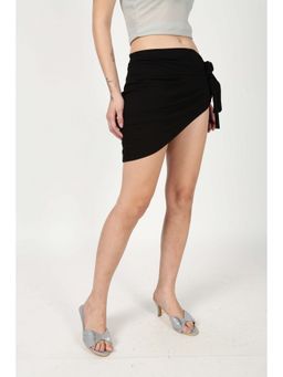 Bene Kleed - Black Women Side Knot Sarong Short Skirt