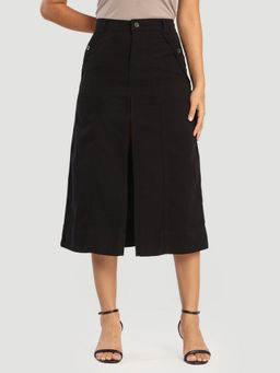 Bene Kleed - Women Black Regular Fit Front Slit Skirt