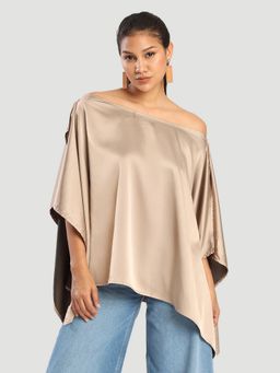Bene Kleed - Women Beige Satin Kaftan Multipurpose Top