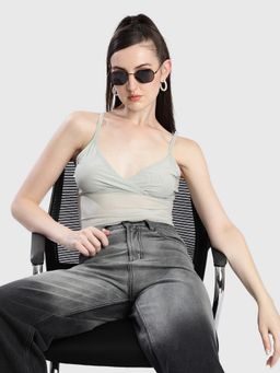 Bene Kleed - Green Women Bust Overlap Crop Top