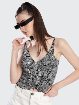Bene Kleed - Women Black and White Sleeveless Crop Top