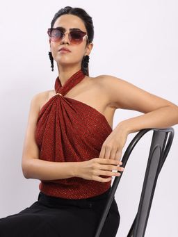 Bene Kleed - Rust Women Handkerchief Style Multipurpose Crop Top