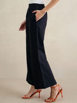 Femmella - Women Black Cotton Straight Fit Pant