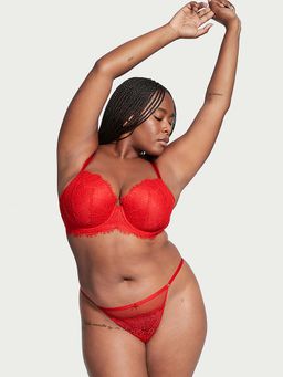 Victoria's Secret - Dream Angels Mesh and Lace V-String Panty - Red