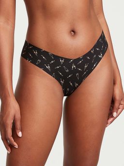 Victoria's Secret - No-Show Foil-Print Thong Panty - Black