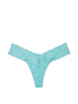Victoria's Secret - The Lacie Lace-Waist Cotton Thong Panty - Blue