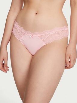 Victoria's Secret - Dream Angels Lace Trim Thong Panty - Pink (M)