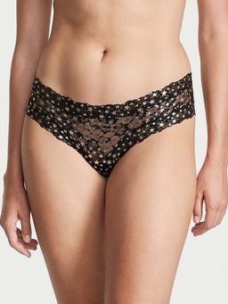 Victoria's Secret - The Lacie Foil-Print Lace Cheeky Panty - Black