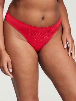 Victoria's Secret - Stretch Cotton Scatter Shine High-Leg Scoop Thong Panty - Red