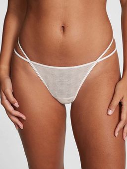 Victoria's Secret - PINK DOT MESH STRAPPY THONG - White