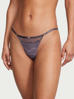 Victoria's Secret - Dream Angels Lace and Mesh V-String Panty - Grey