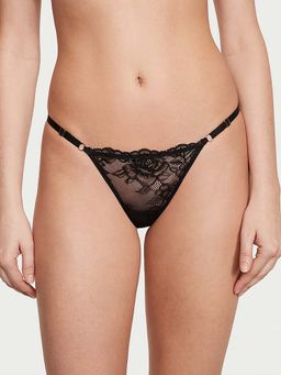 Victoria's Secret - Very Sexy Lace Adjustable V-String Panty - Black