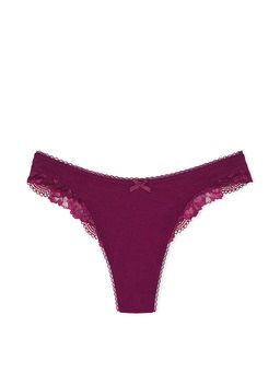 Victoria's Secret - Stretch Cotton High-Leg Scoop Thong Panty - Pink (M)