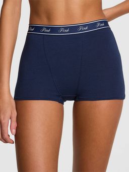 Victoria's Secret - PINK Logo Cotton High-Waist Boyshort Panty - Navy Blue