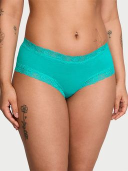 Victoria's Secret - The Lacie Lace-Waist Cotton Cheeky Panty - Teal