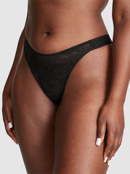 Victoria's Secret - PINK Wink Logo High-Leg Thong Panty - Black