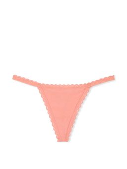 Victoria's Secret - The Lacie Lace-Trim Cotton V-String Panty - Peach