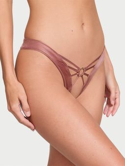 Victoria's Secret - Very Sexy Strappy Hardware Crotchless Thong Panty - Brown