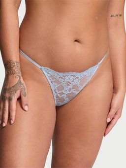 Victoria's Secret - Dream Angels Twinkle Bow Lace V-String Panty - Blue