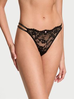 Victoria's Secret - Dream Angels Twinkle Strap Lace Brazilian Panty - Black
