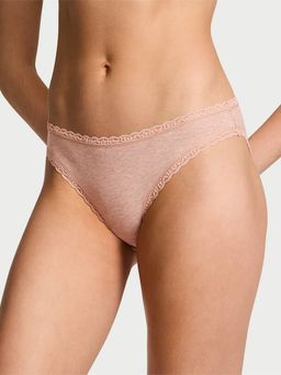 Victoria's Secret - The Lacie Lace-Waist Heather Rib Bikini Panty - Beige