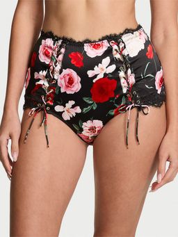 Victoria's Secret - Very Sexy Atelier Satin Lace-Trim High-Waist Brief Panty - Black
