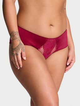 Victoria's Secret - Very Sexy Rose Lace Crotchless Cheeky Panty - Maroon