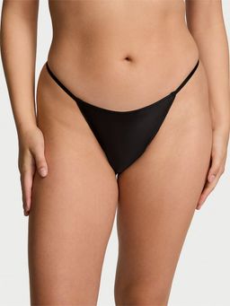 Victoria's Secret - Dream Angels Satin Pom Pom V-String Panty - Black