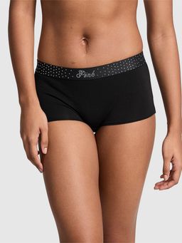 Victoria's Secret - PINK Logo Cotton Boyshort Panty - Black