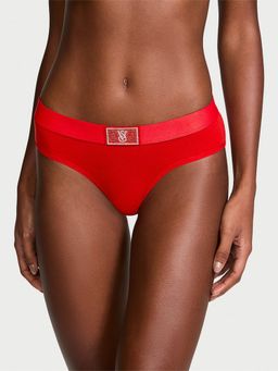 Victoria's Secret - Cotton Logo Cotton Shine Patch Hiphugger Panty - Red