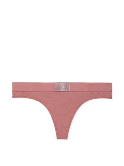 Victoria's Secret - Cotton Logo Cotton Shine Patch Thong Panty - Mauve