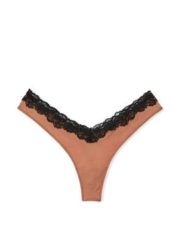 Victoria's Secret - Very Sexy Lace-Trim High-Leg Thong Panty - Brown