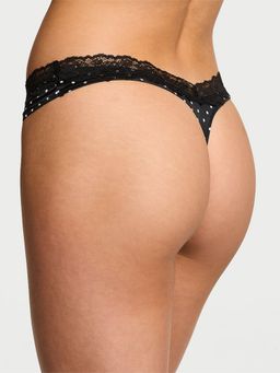 Victoria's Secret - Very Sexy Lace-Trim High-Leg Thong Panty - Black