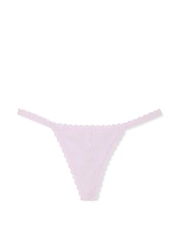 Victoria's Secret - The Lacie Cotton Pointelle Lace-Trim V-String Panty - Lavender