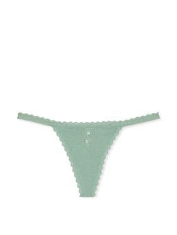 Victoria's Secret - The Lacie Cotton Pointelle Lace-Trim V-String Panty - Green