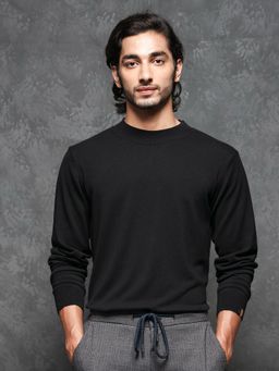 Rare Rabbit - Black Premium Crew Neck Sweater