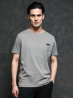 Rare Rabbit - Grey Premium T-Shirt with Contrast Pocket By Guild