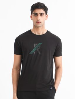 Rare Rabbit - Black Smart T-Shirt with Applique Branding