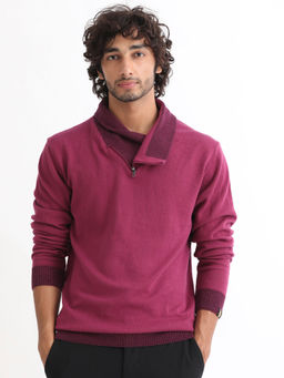 Rare Rabbit - Pink Shawl Neck Sweater