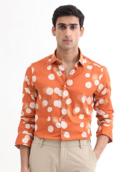 Rare Rabbit - Rust Polka Print Shirt