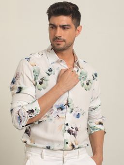 Rare Rabbit - Flowey Primary White Shirt