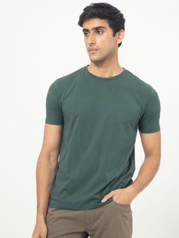 Rare Rabbit - Green Monogram Printed T Shirt