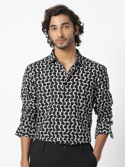 Rare Rabbit - Black Stylish Geometric Print Shirt