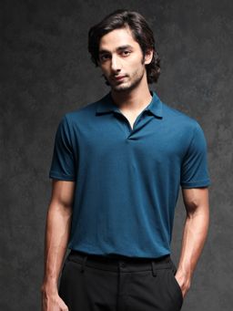 Rare Rabbit - Teal Premium Silk Touch Polo T-Shirt