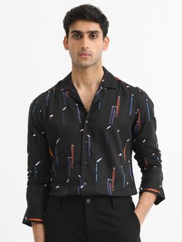 Rare Rabbit - Black Stylish Geometric Print Shirt