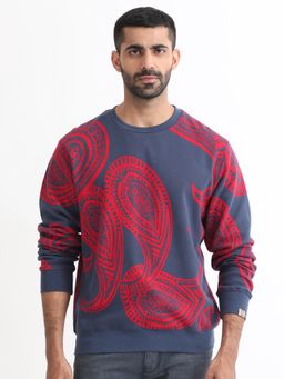 Rare Rabbit - Blue Graphic Print Sweatshirt