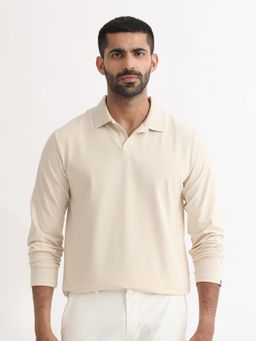 Rare Rabbit - Off White Smart Full Sleeve Polo T-Shirt