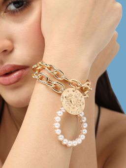 Sohi - Gold Plated Designer Stone Casual Bracelet For Women
